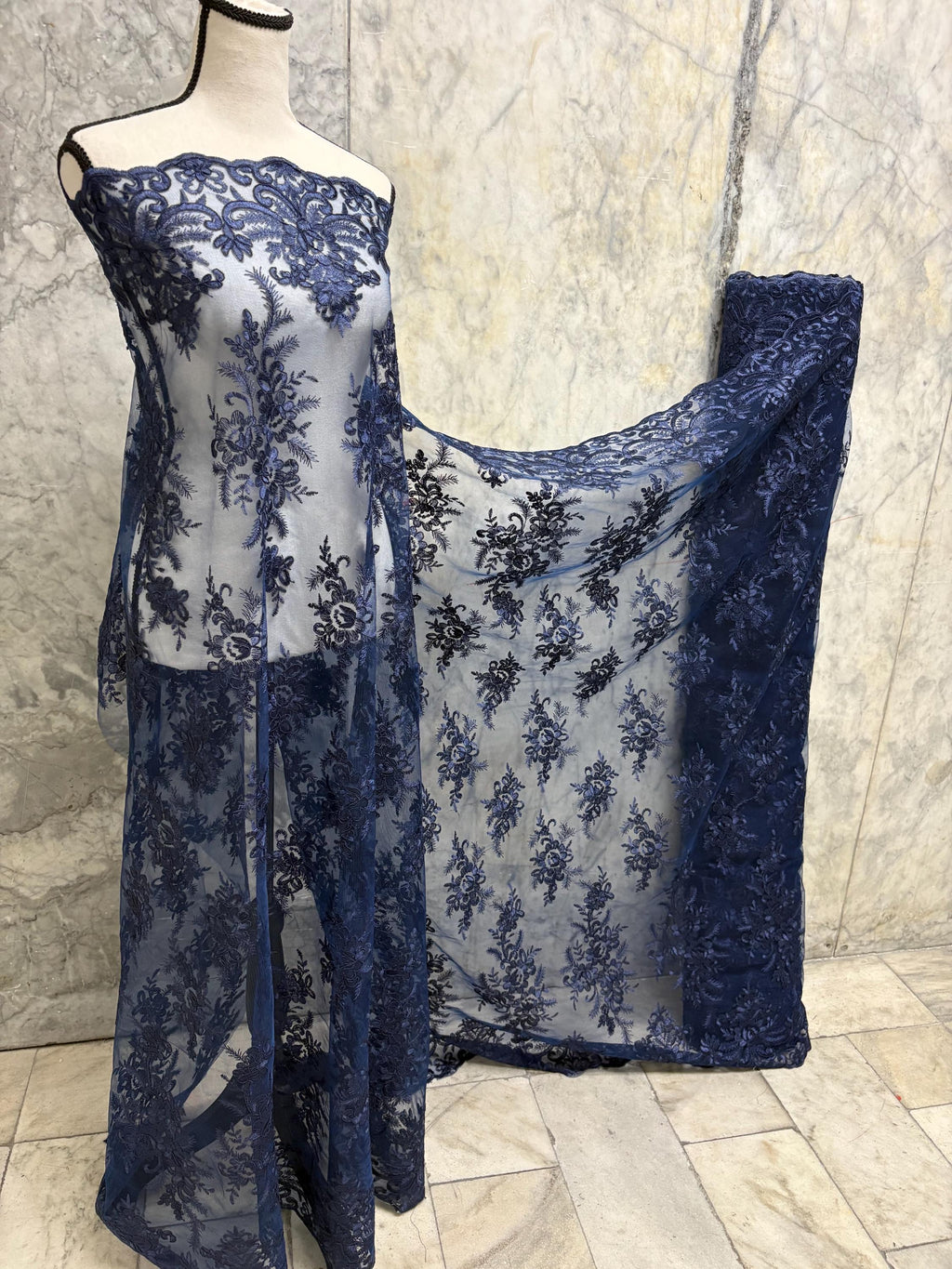 Lace Fabric - Navy - 49/50" width - Design EU