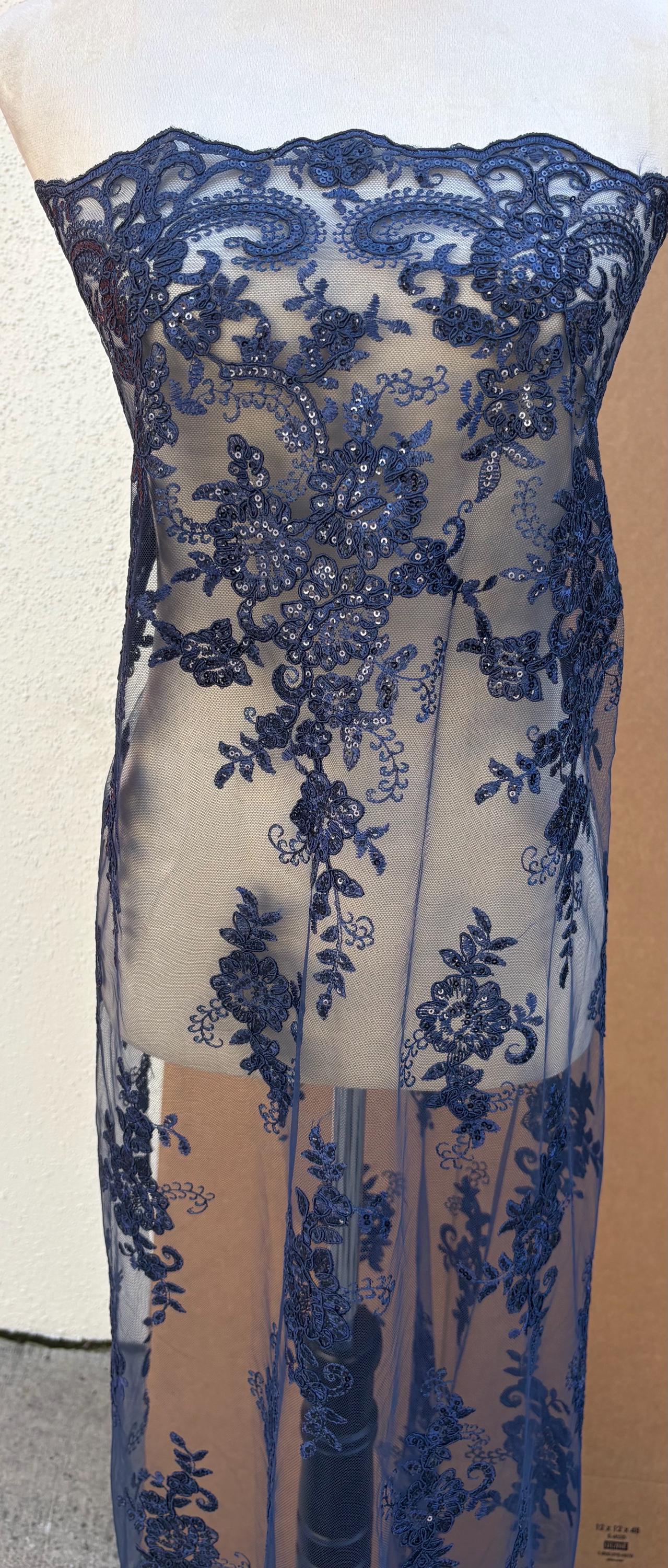 Lace Fabric - Navy - 49" Width - Ref.BF0455801