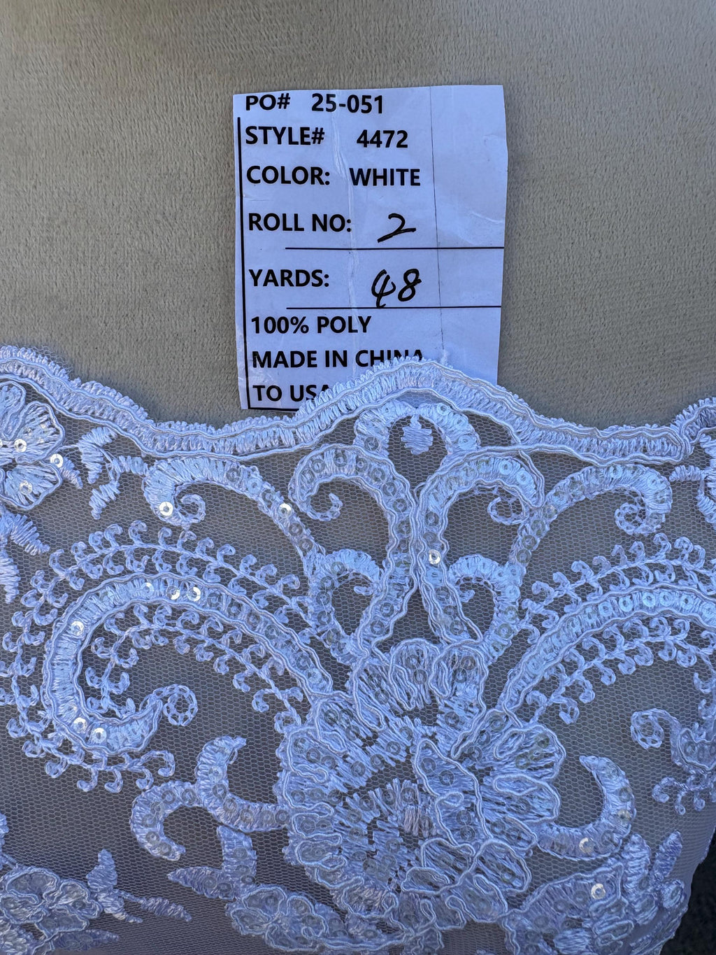 Bridal Lace Fabric - White - 49" Width - Ref.BF0455801-4472