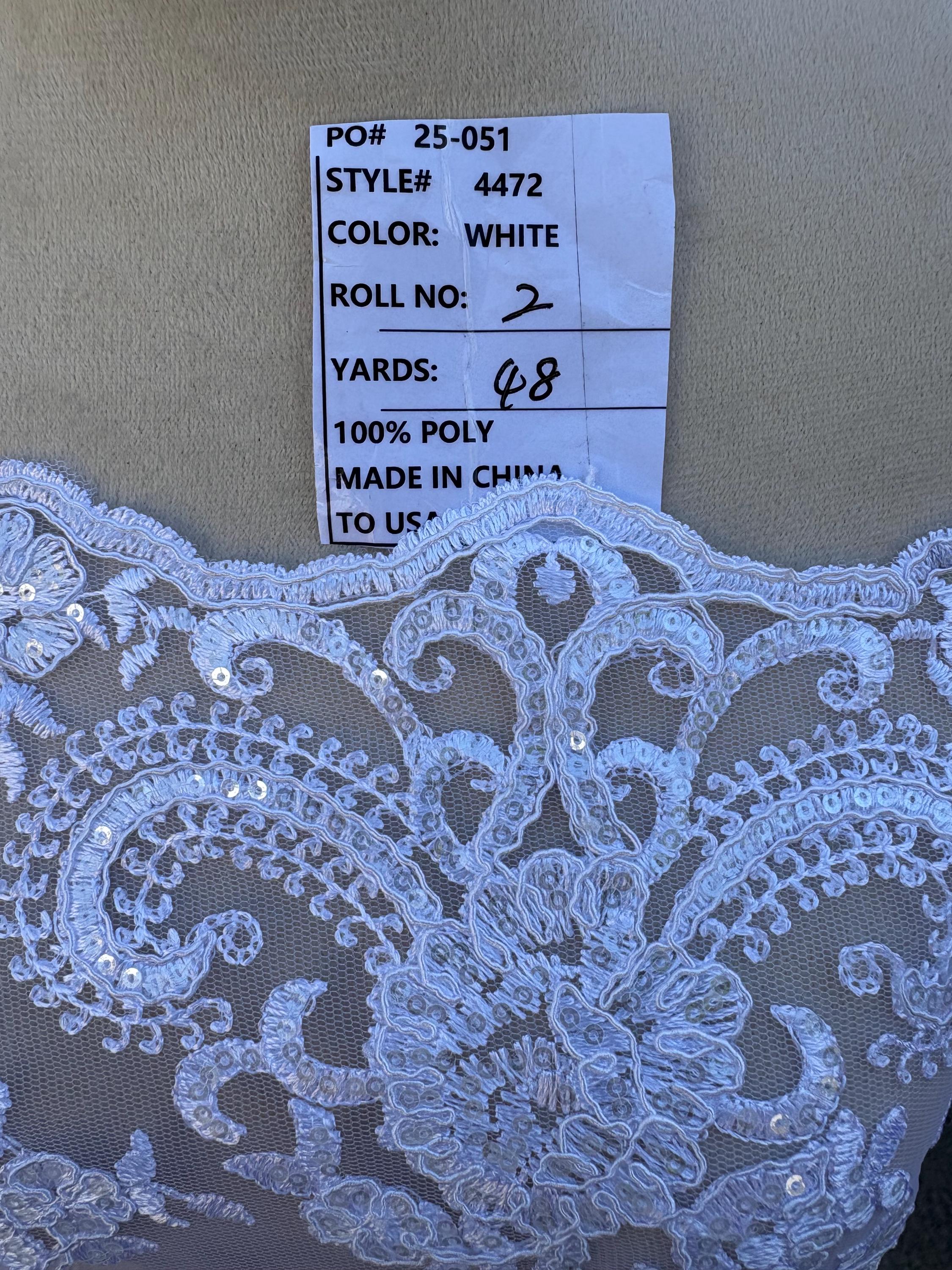Bridal Lace Fabric - White - 49" Width - Ref.BF0455801-4472