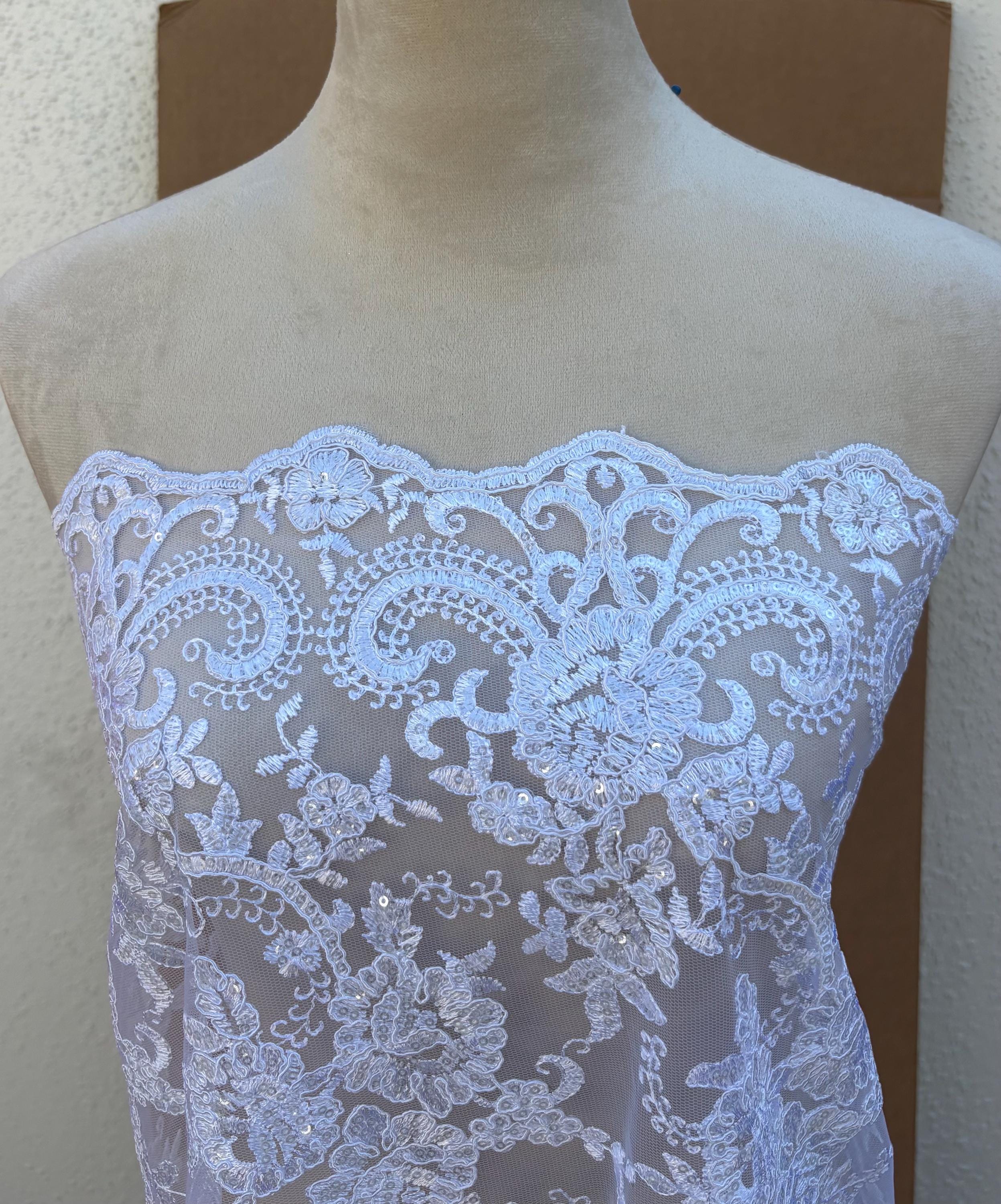 Bridal Lace Fabric - White - 49" Width - Ref.BF0455801-4472