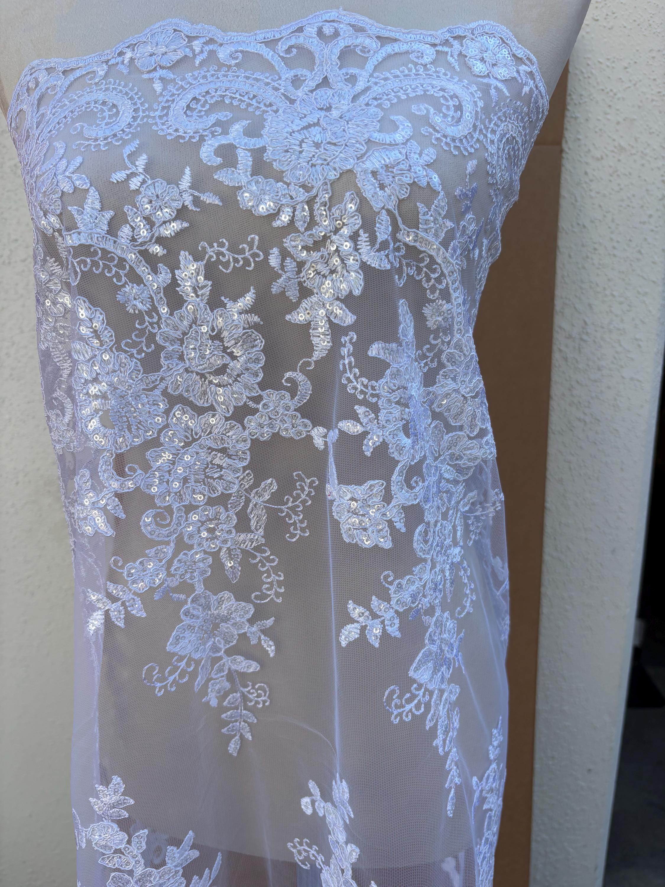 Bridal Lace Fabric - White - 49" Width - Ref.BF0455801-4472