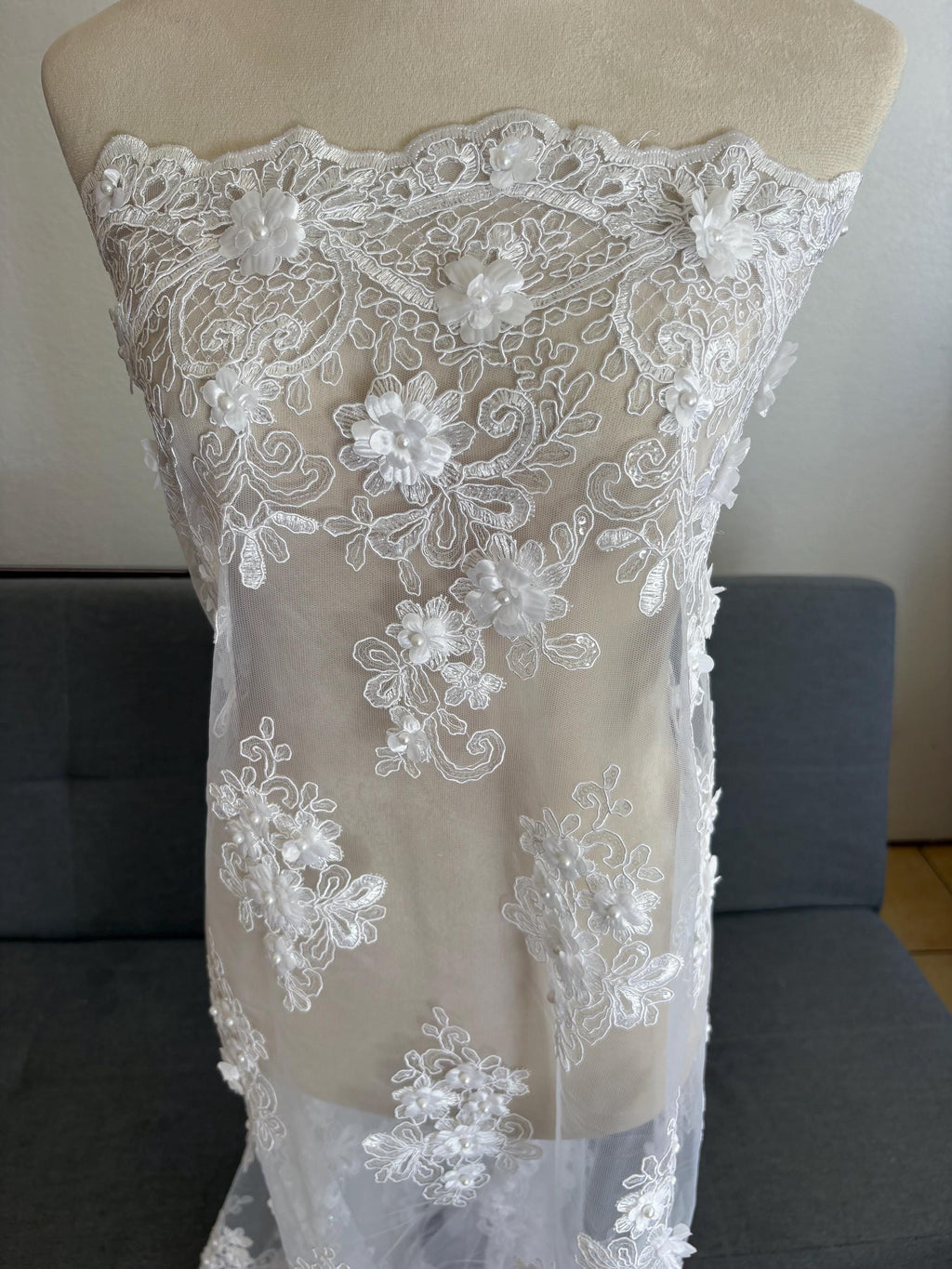 3D Lace fabric - pink - 49" Width