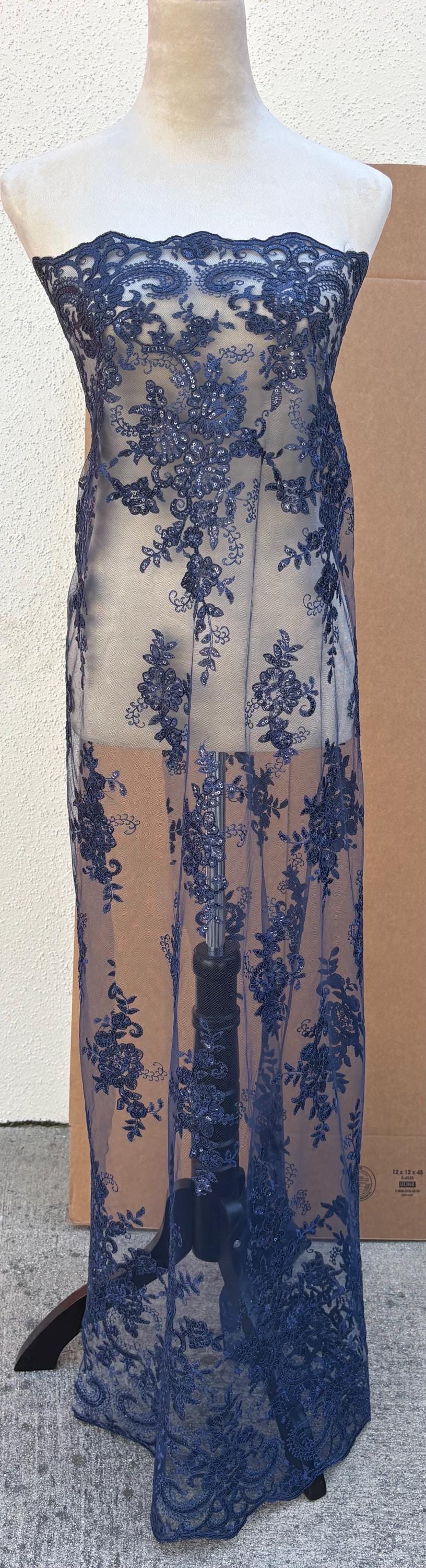 Lace Fabric - Navy - 49" Width - Ref.BF0455801