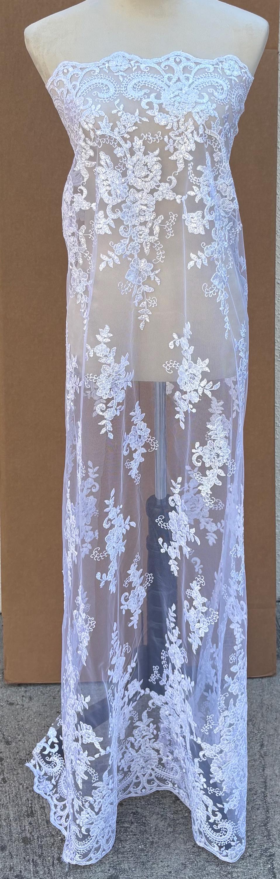 Bridal Lace Fabric - White - 49" Width - Ref.BF0455801-4472