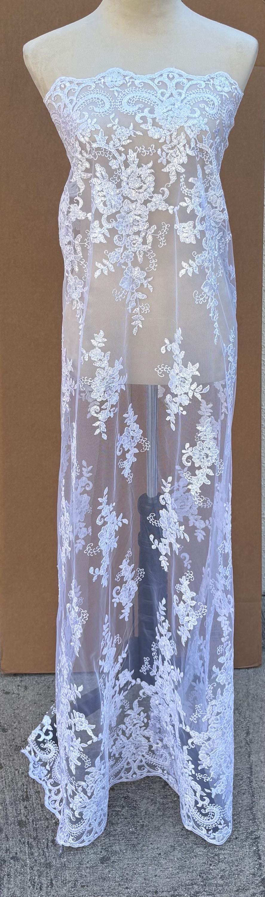 Bridal Lace Fabric - White - 49" Width - Ref.BF0455801-4472