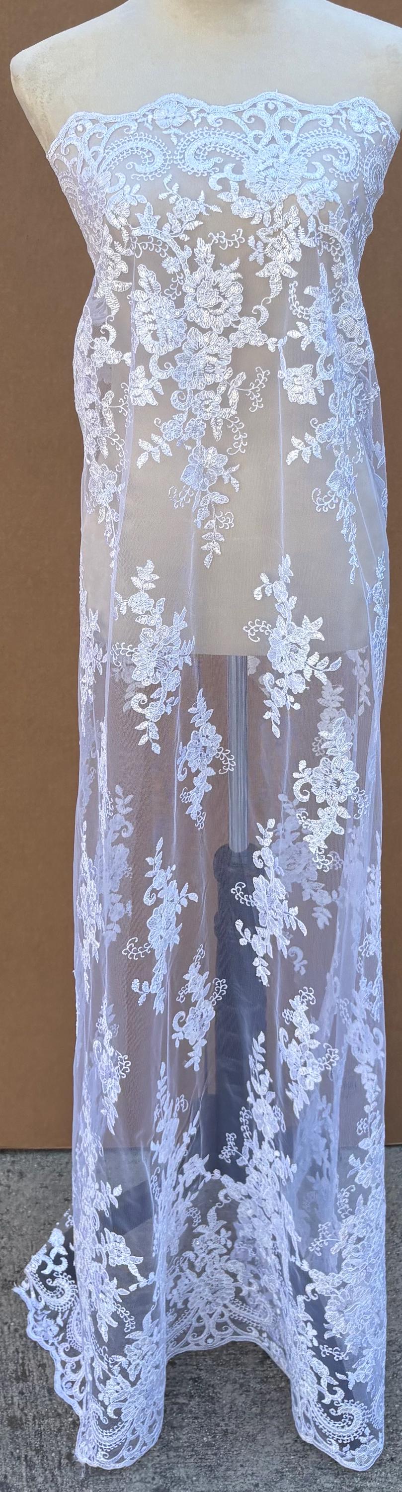 Bridal Lace Fabric - White - 49" Width - Ref.BF0455801-4472