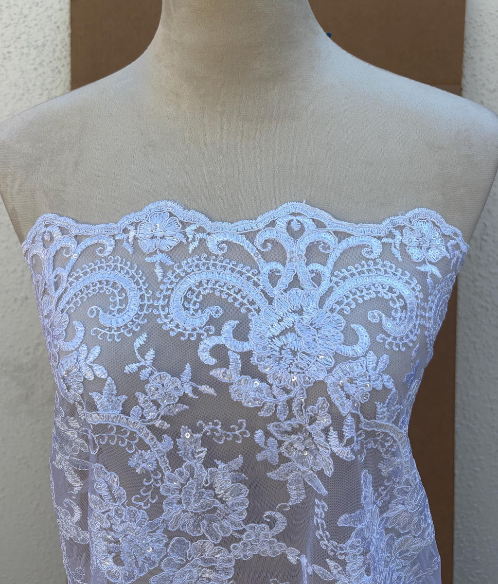 Bridal Lace Fabric - White - 49" Width - Ref.BF0455801-4472