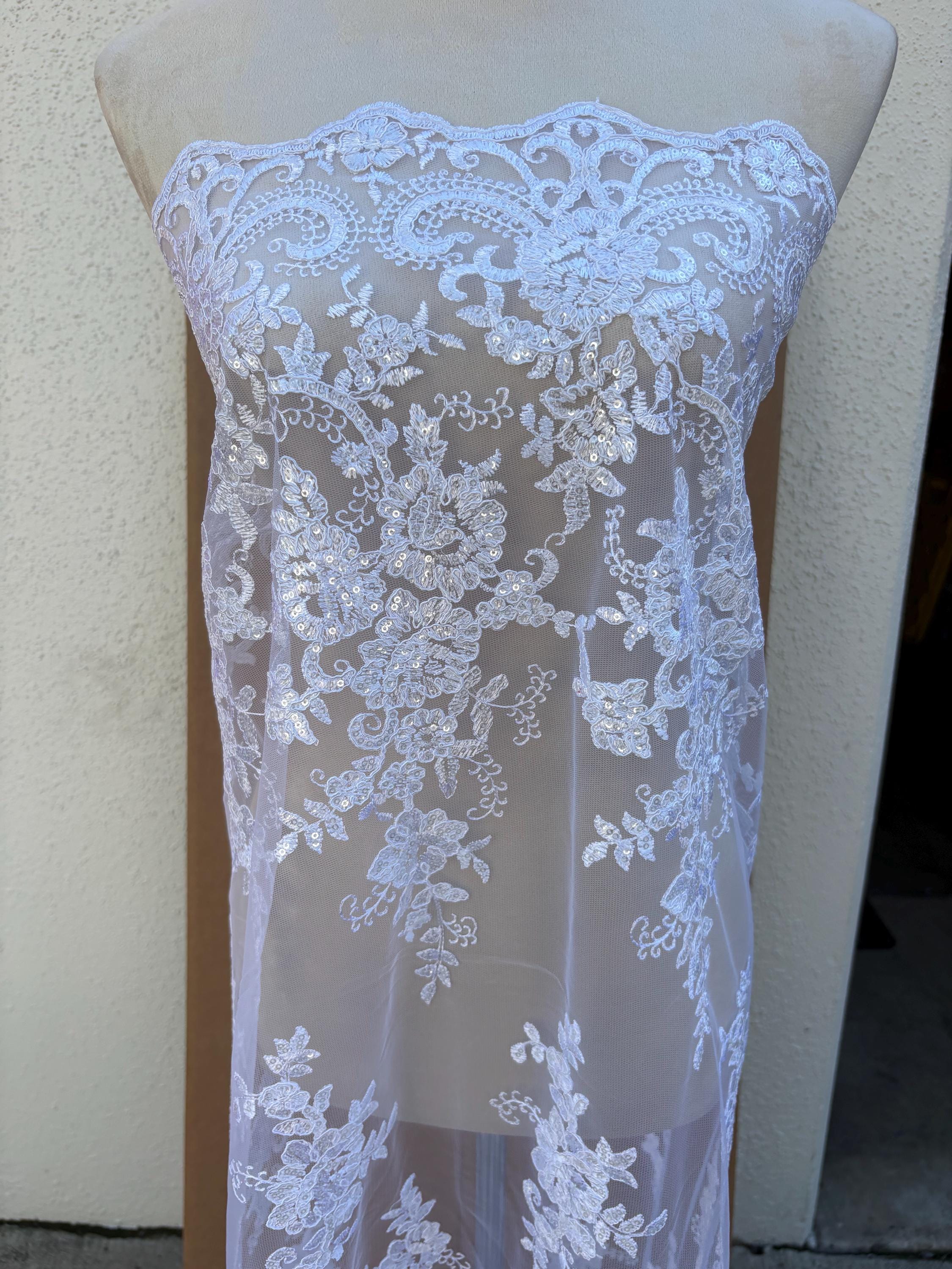 Bridal Lace Fabric - White - 49" Width - Ref.BF0455801-4472