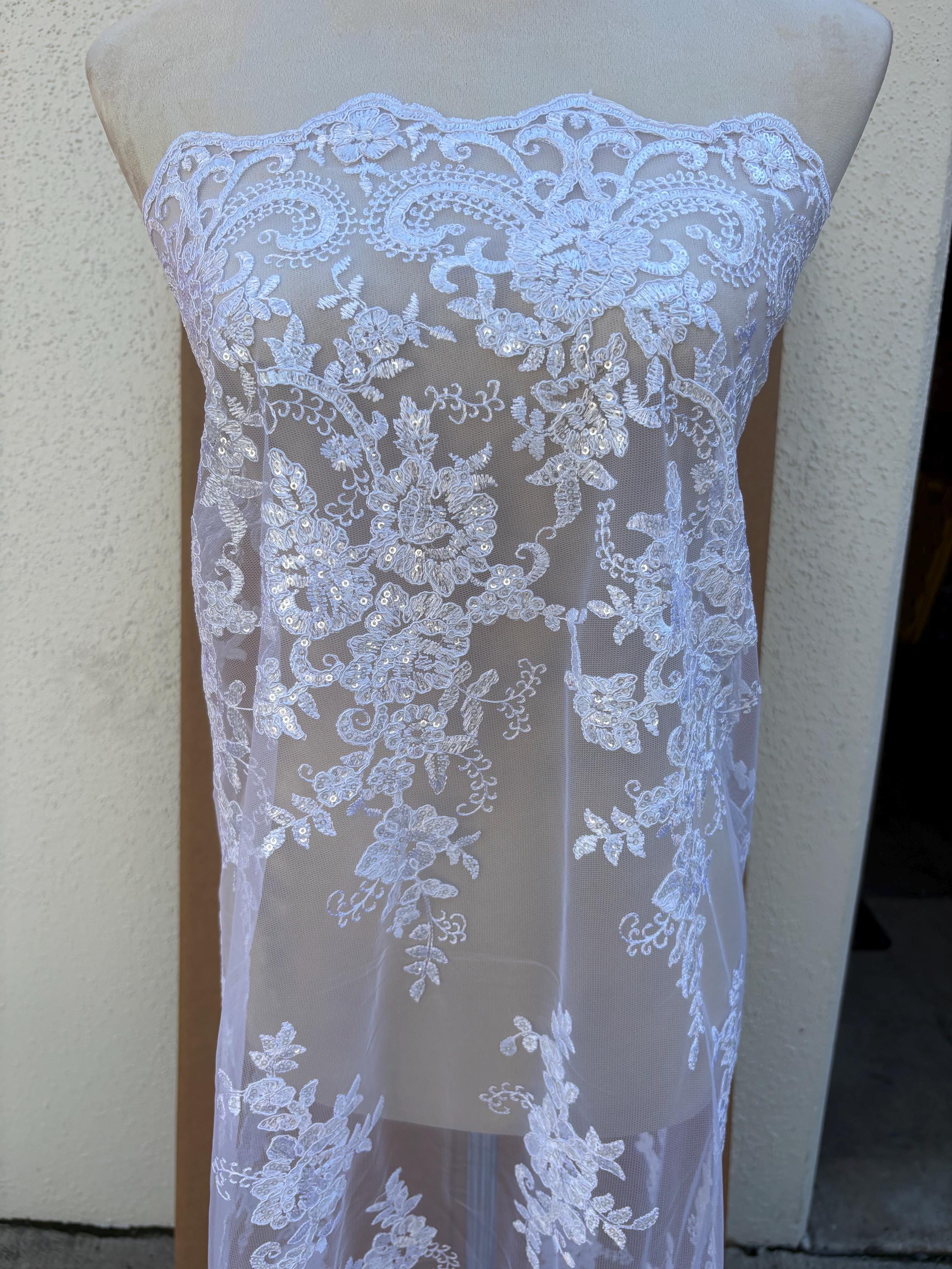 Bridal Lace Fabric - White - 49" Width - Ref.BF0455801-4472