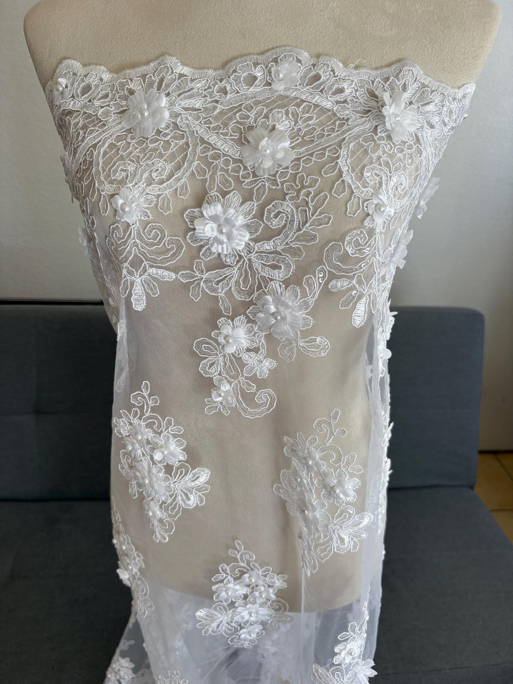 3D Lace fabric - pink - 49" Width