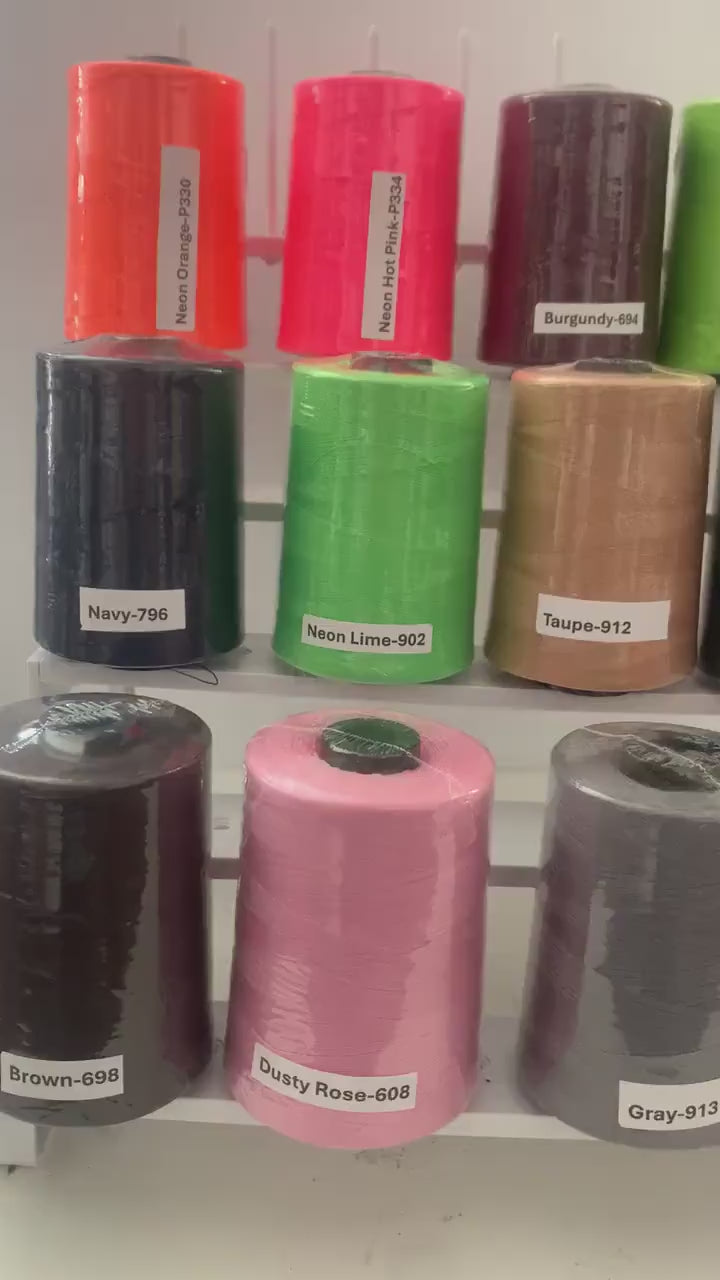 Sewing Threads Tex 40, 100% spun Polyester, 6000 yards Tex 40, 30/2,T50. Color card available for small fee, Made in U.S.A.