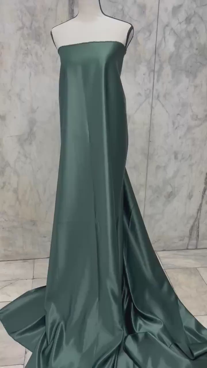 3 Yards Dull Bridal satin fabric - Hunter Green  - 58" Width - Ref. 396Nas