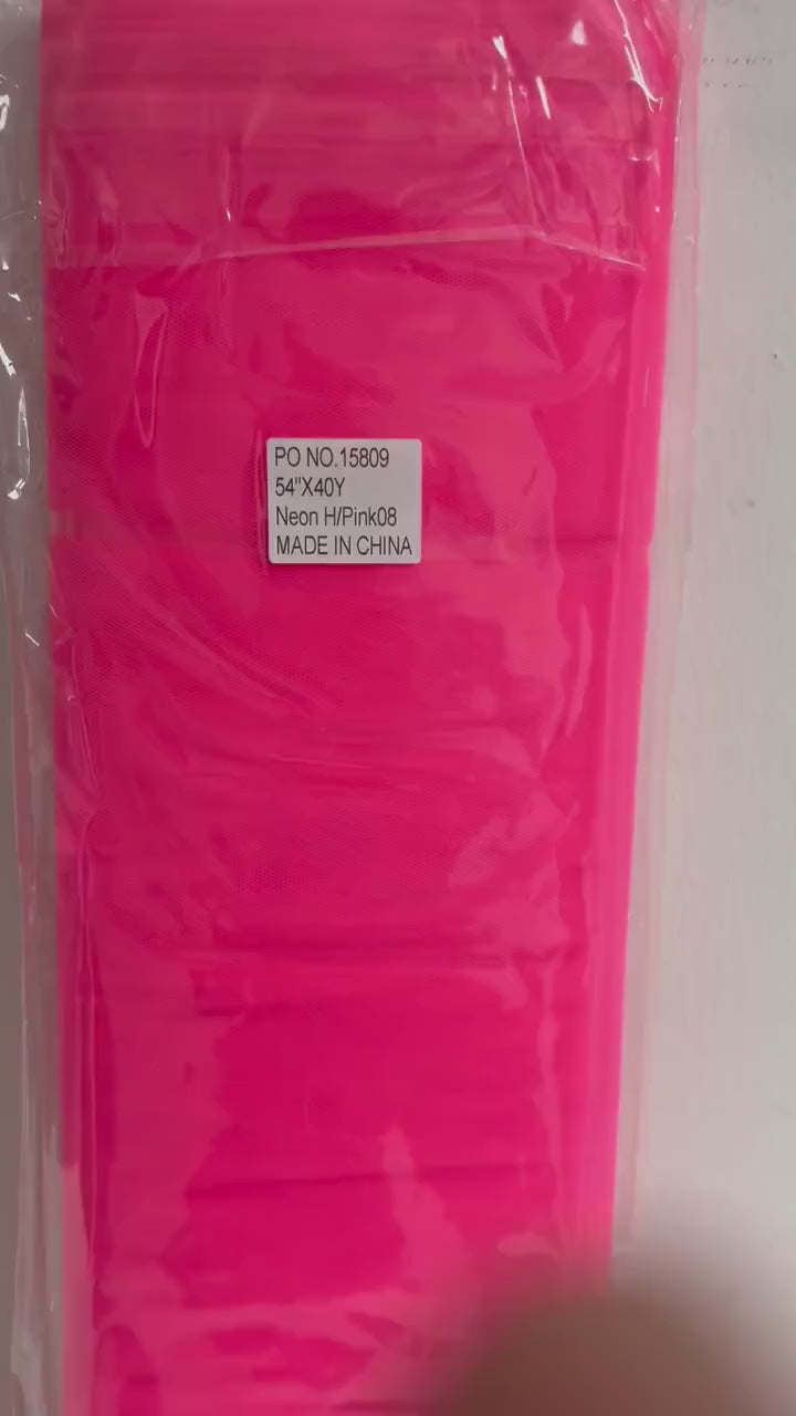 Color Neon hot pink o8 Tulle 1 bolt 40 yards width 54", double fold, . Tela de tul. use for party decoration. wedding vale and tutu.