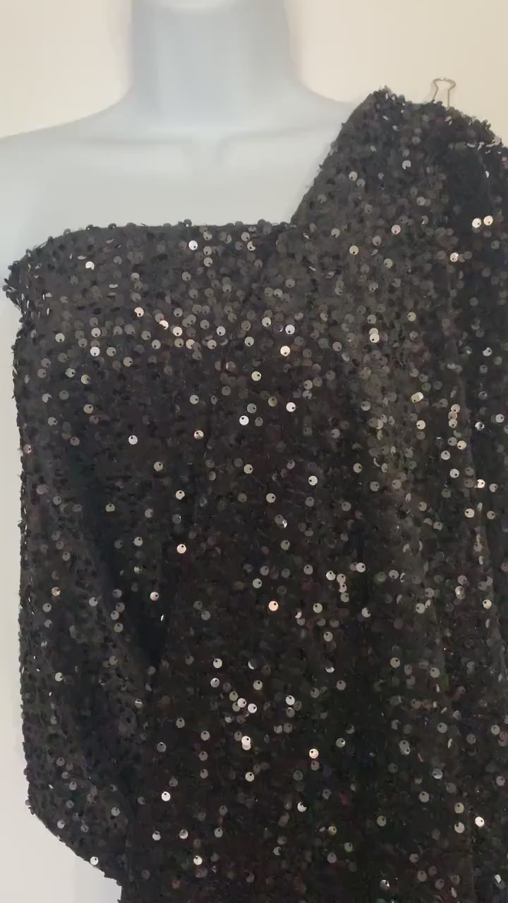 Pane Velour Sequins - Black - 58/60" Width