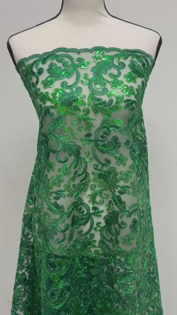 Lace fabric - Hunter Green - 49" Width - Design: 5386 BNG