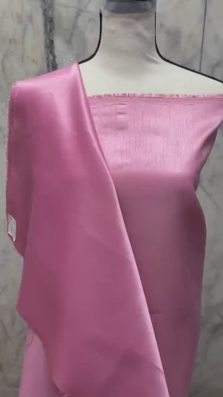 A 2 yards cut fabric satin shantung color Dusty Rose, double sided fabric width 58 inch. polyester