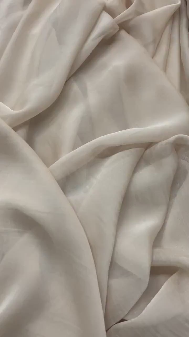 Beige color chiffon Fabric width 58/60 inches wide, sell by 1 yard increment. Free sample Available for domestic address
