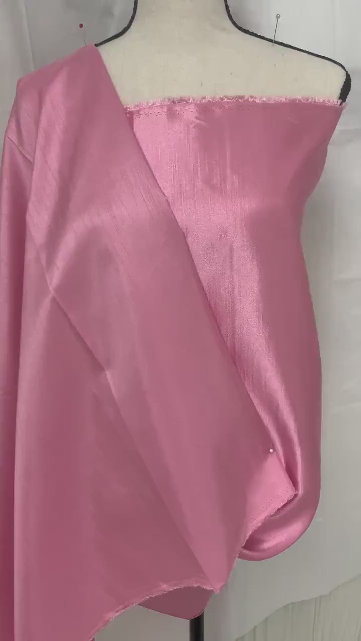 A 2 yards Dusty Rose satin Shantung Fabric width 58 inches polyester double sided dull and shiny. slubbed texture. FREE sample. item 112.