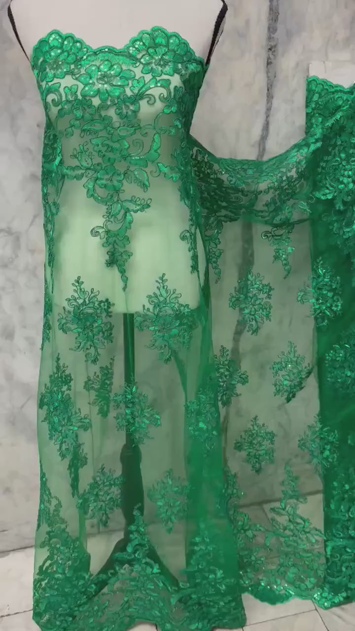 Lace fabric - Kelly Green- 49/50" Width - Design US50