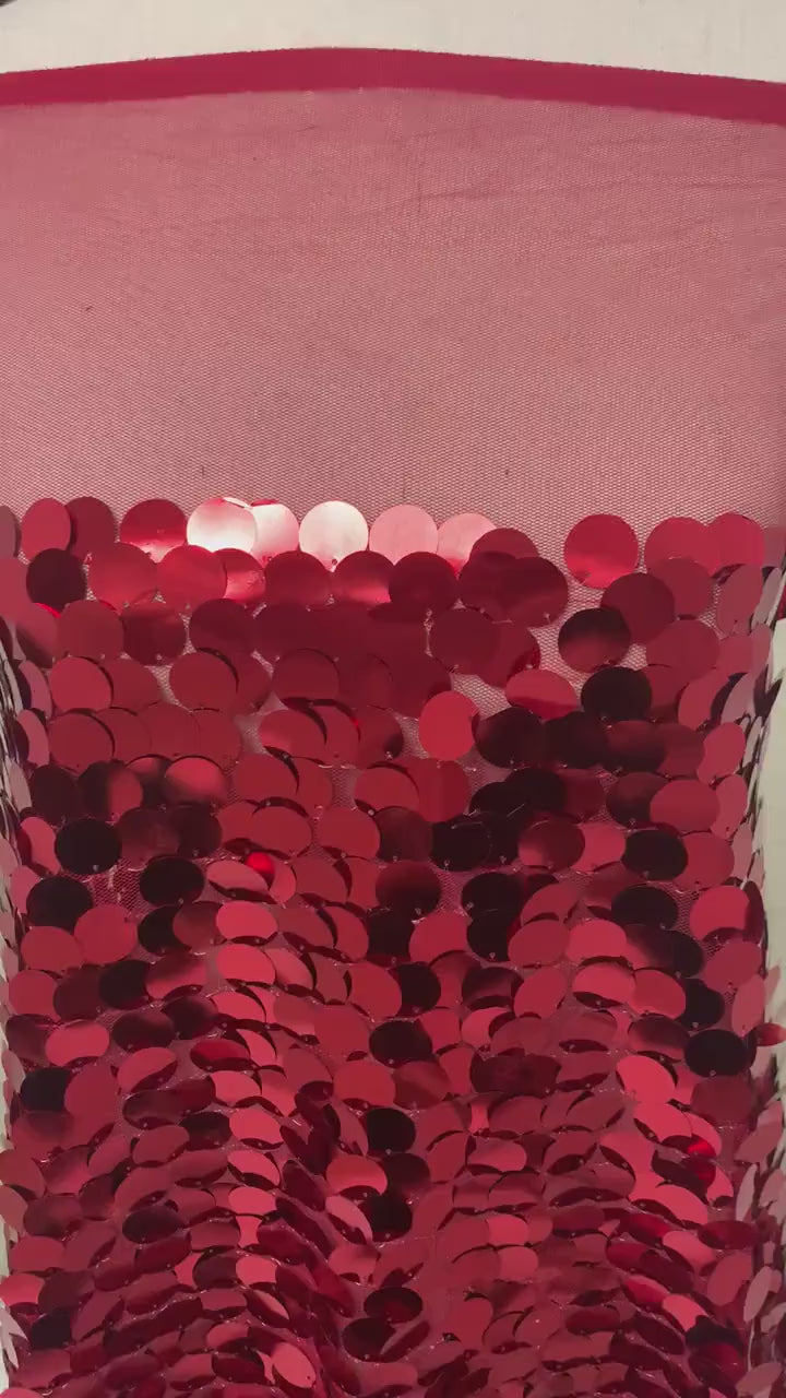 3 Yards Sequins Fabric - Red - 44" Width