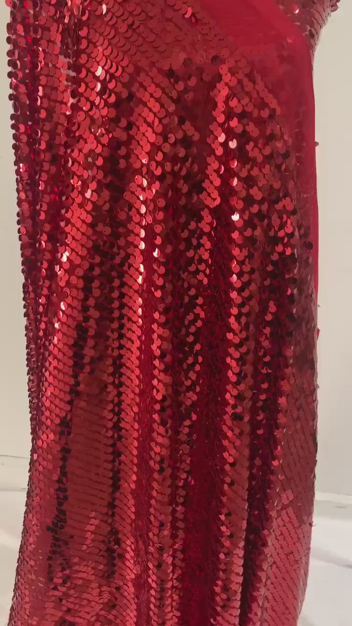 1 piece 5 yards cut sequence Red color
