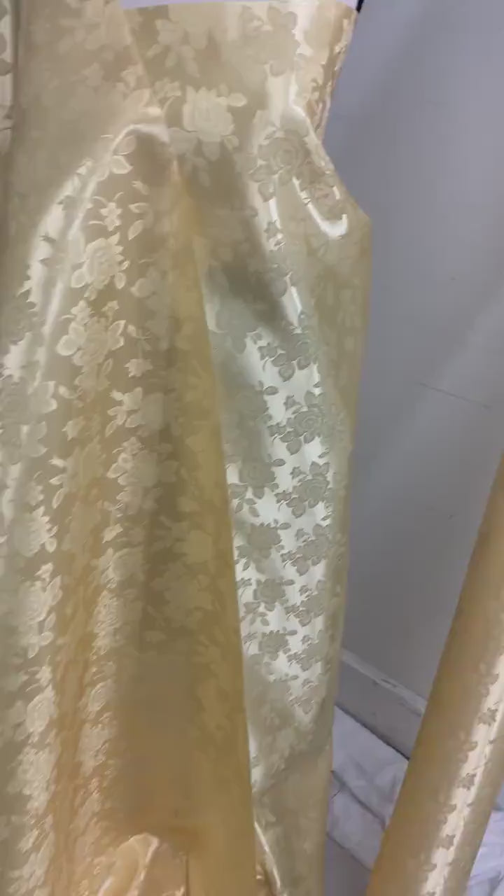 A 2 yards Gold color Satin jacquard fabric width 58/60" sell by 2 yard and cut continuous.