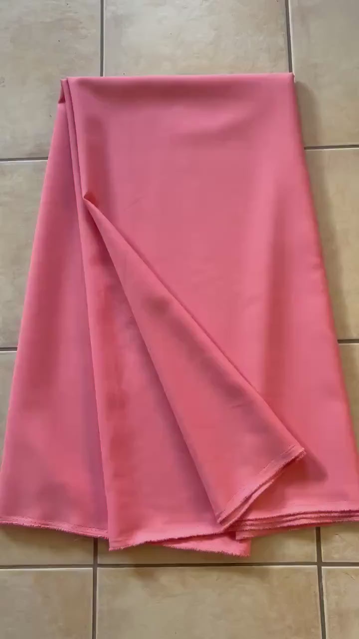 A 3 yards cut Poplin fabric color coral, polyester, 58/60",  shop with confidence with free sample.