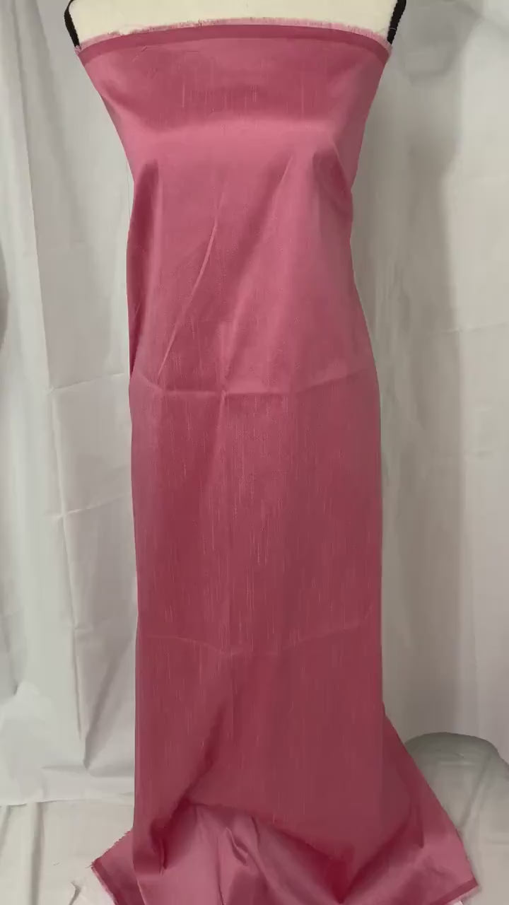 Rose color  poly dupioni fabric width 58". made of two different color of threads sage  and yellow. free smple. item# 108