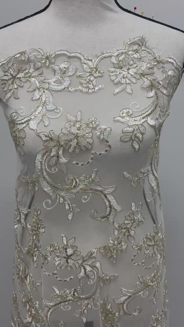 Bridal Lace Fabric- Ivory - 49" Width - YX846 N