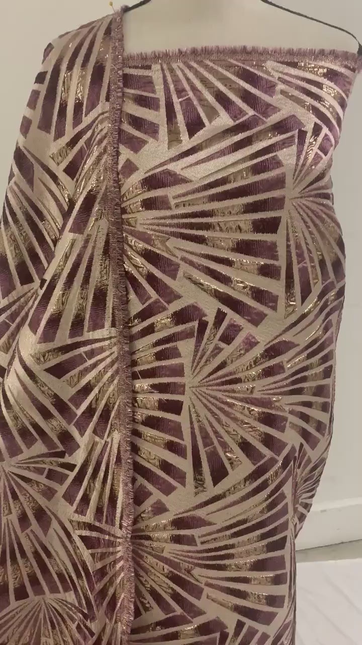 5 yards Wine color  brocade metalic fabric. width 56" design J3568