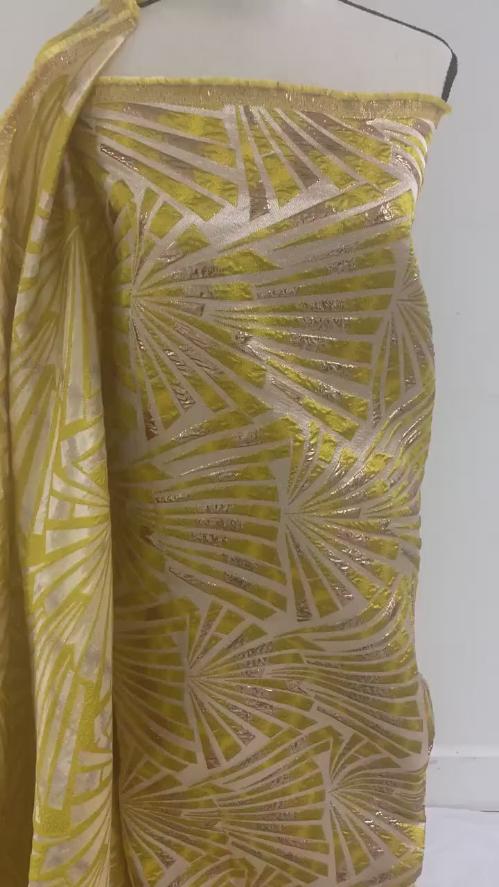 5 yards Yellow brocade metalic fabric. width 56" design J3568
