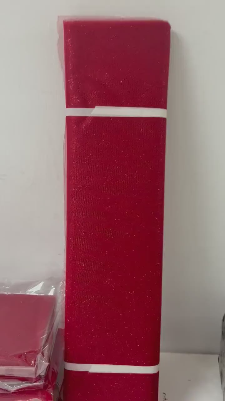 Red tulle with gliter 10 yards bolt, 54 inch width double fold, polyester.