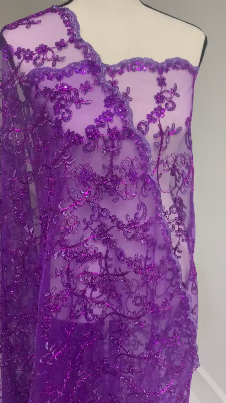Lace Fabric - Purple - 49" Width
