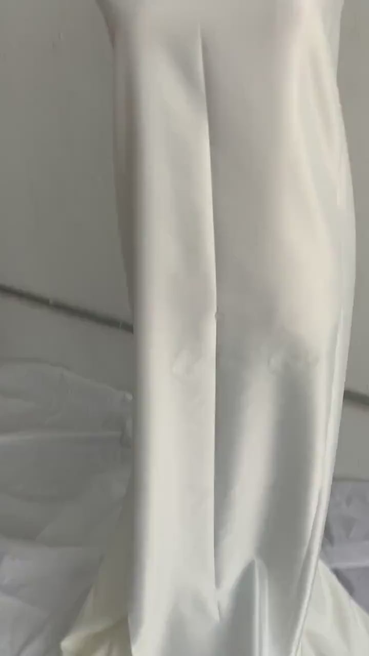 1 piece 3 yards White Bridal satin fabric, width 58", Polyester, Dull italian satin. Free sample.