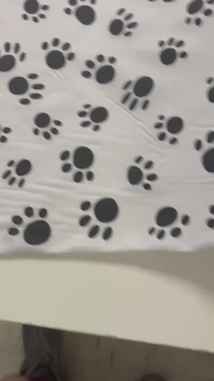 2 yards Poly cotton Fabric - Paws print Black and White - 58" Width