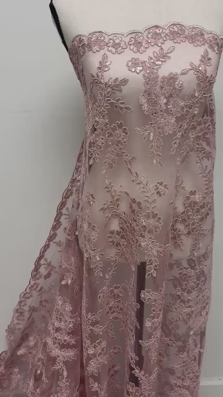 Lace fabric - Mauve - 49" Width - Design: Bloom 6