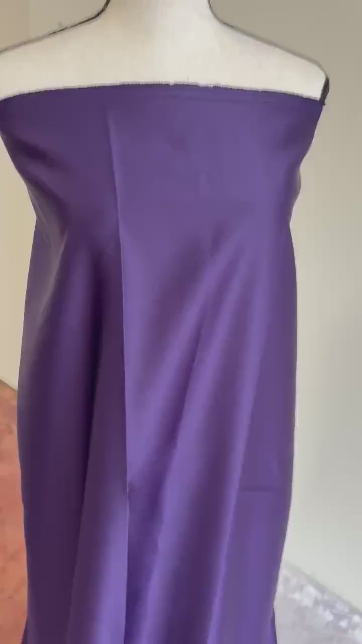 Purple dull satin fabric, 58/60” wide, made of polyester – an excellent choice for gowns.