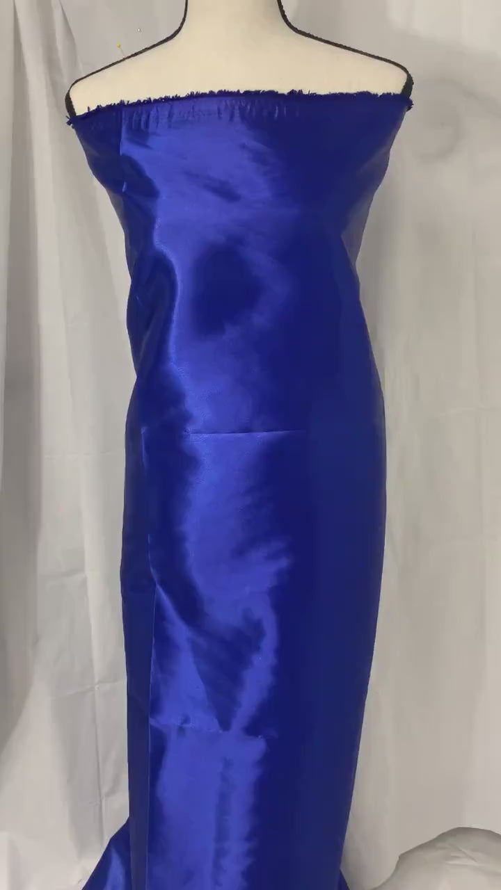 Royal blue satin width 58" polyester. great fabric for bridesmaid, table cover decoration and craft. free sample.