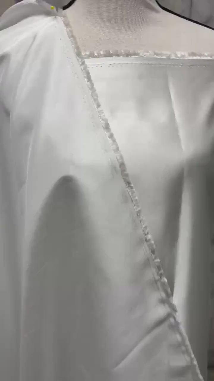 A 2 yards cut fabric satin shantung color white, double sided fabric width 58 inch. polyester