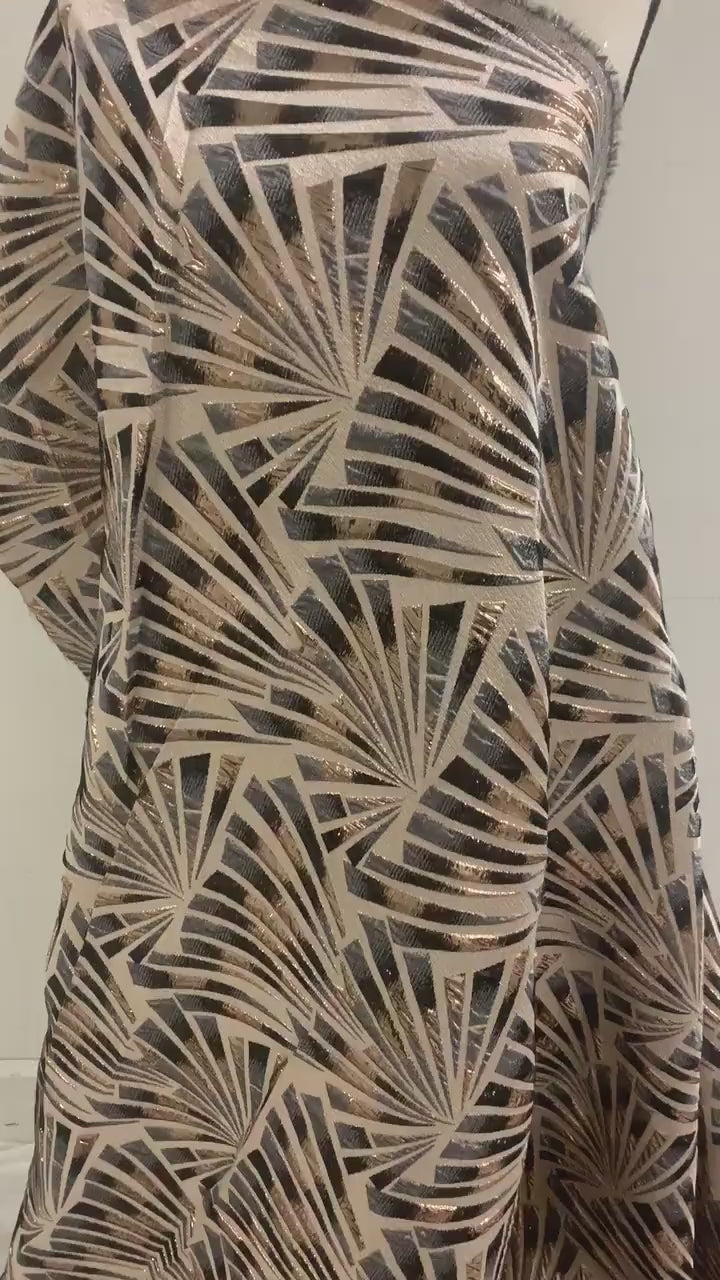 5 yards Black brocade metalic fabric. width 56" design J3568