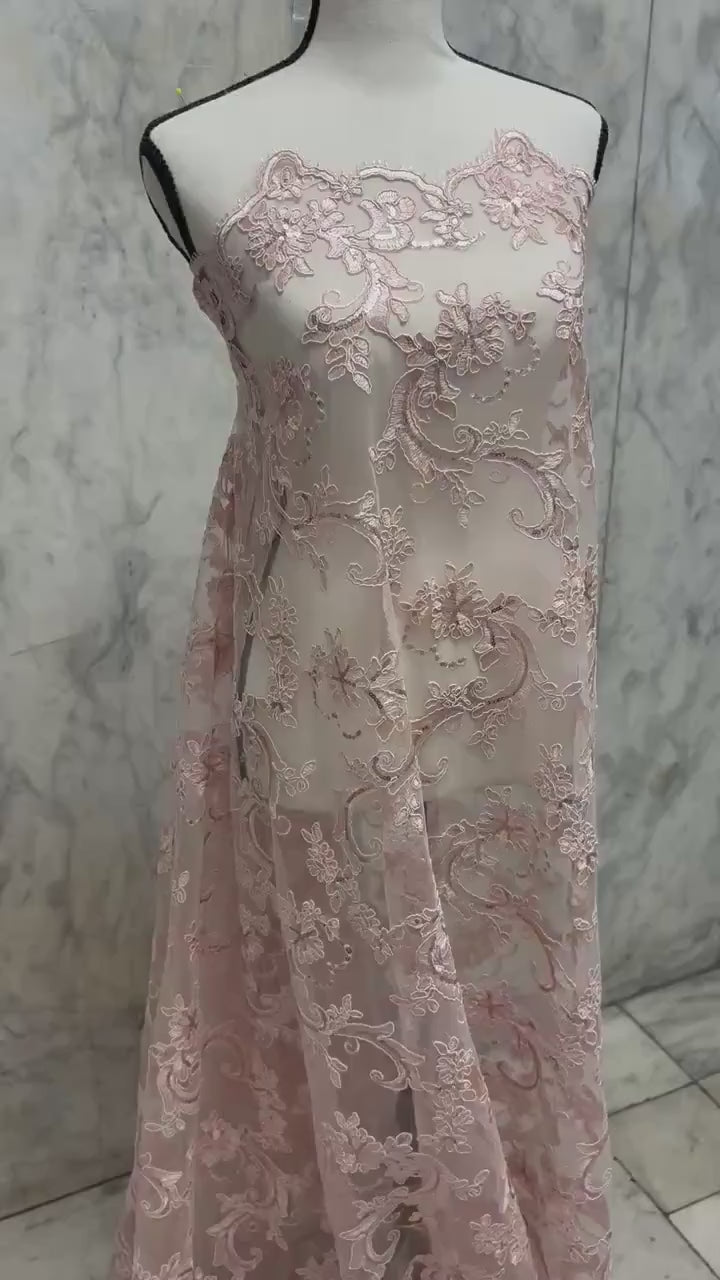 Lace Fabric - Blush - 49" Width - Ref. yx846