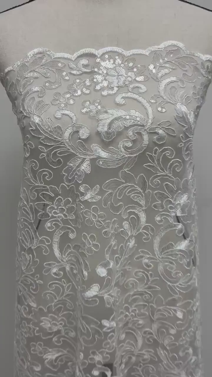 Lace fabric - White - 49" Width - Design: 5386 BNG