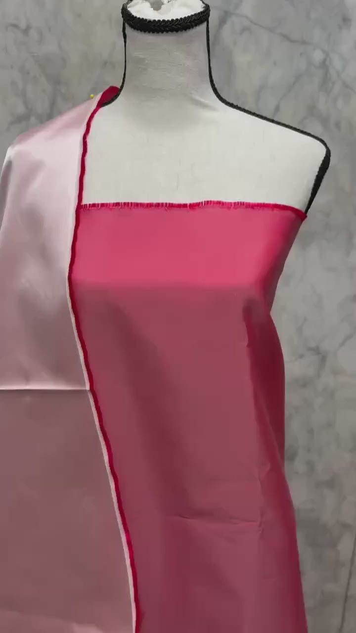Two tone Taffeta fabric - Melon/Light pink - 59" Width