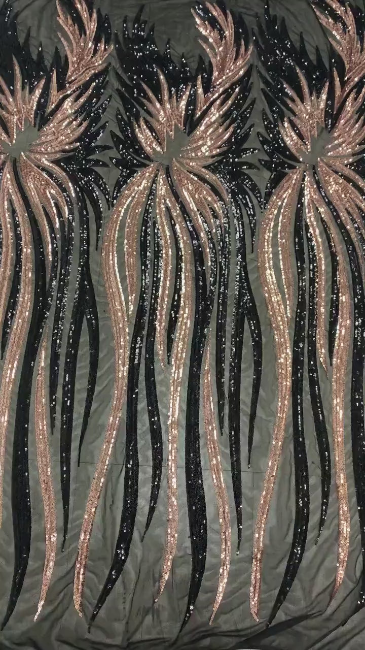 All over Sequins fabric design Princess color black/Blush width 50inches. sales by 1 yard increment.