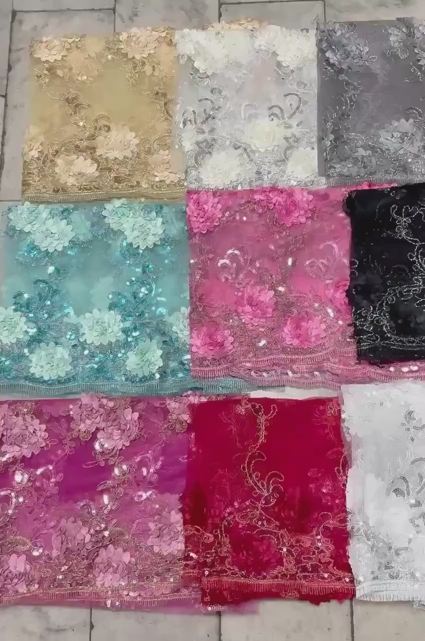 3D Lace Fabric - multi colors - 50" Width - Design 91313