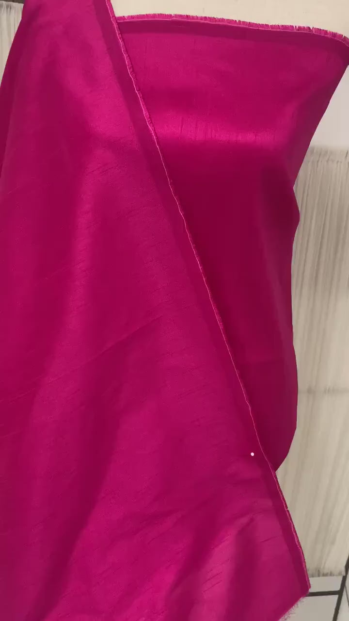 fuchsia Dupioni shantung fabric A 2 yards cut. width 54 inch. Sells by 2 yards increments, continuous. Item 111