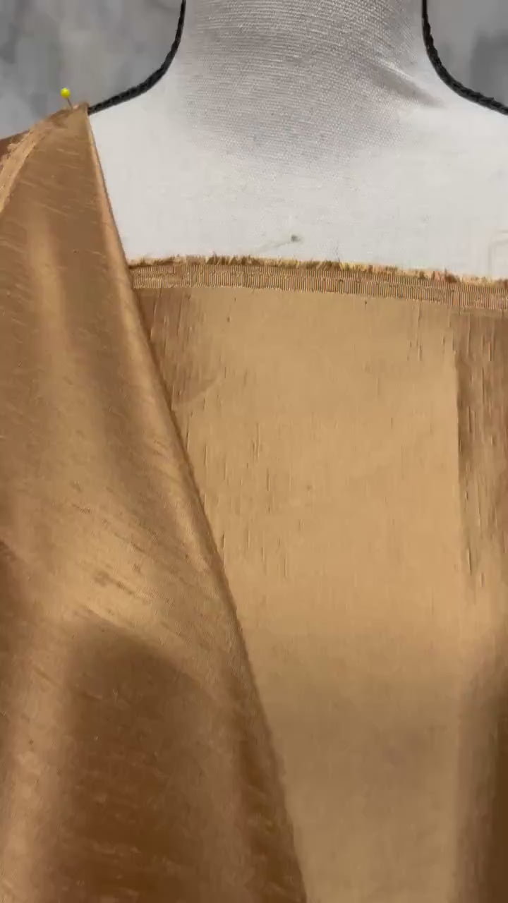 A 2 yards cut fabric satin shantung color gold, double sided fabric width 58 inch. polyester