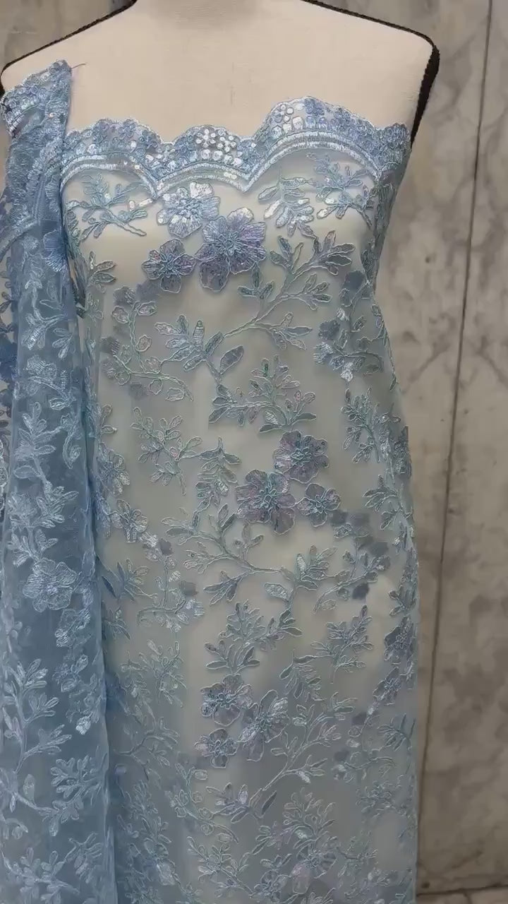 Lace Fabric - Blue - 49/50" Width - 1026 B