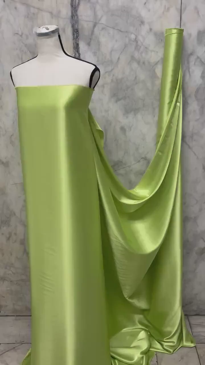 Soft Satin Charmeuse Fabric - Lime - 59" Width